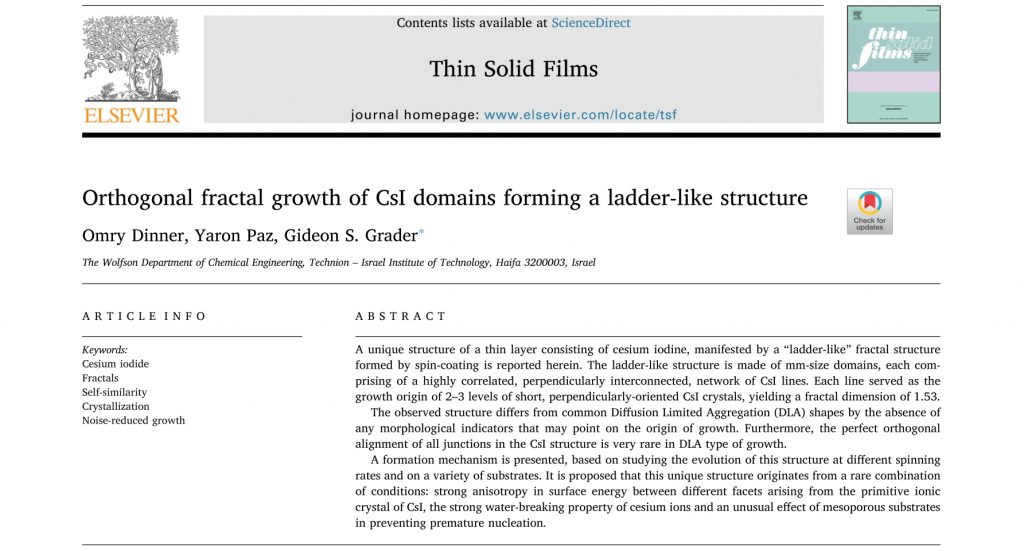 Front page of a thin solid films paper